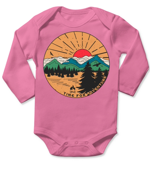 Vintage Hiking Slogan Time for Adventures Long Sleeve Baby One-Piece