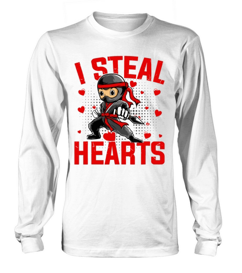 I Steal Hearts Ninja Boys Valentines Day Love Todd Long sleeved Unisex