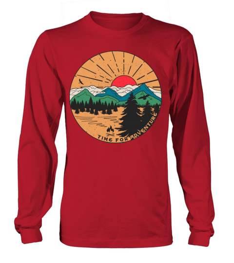 Vintage Hiking Slogan Time for Adventures Long sleeved Unisex