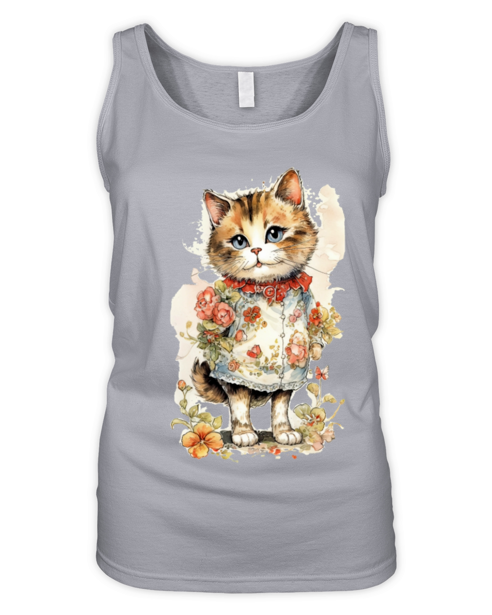 Cat with flower Organic Women's Tank Top