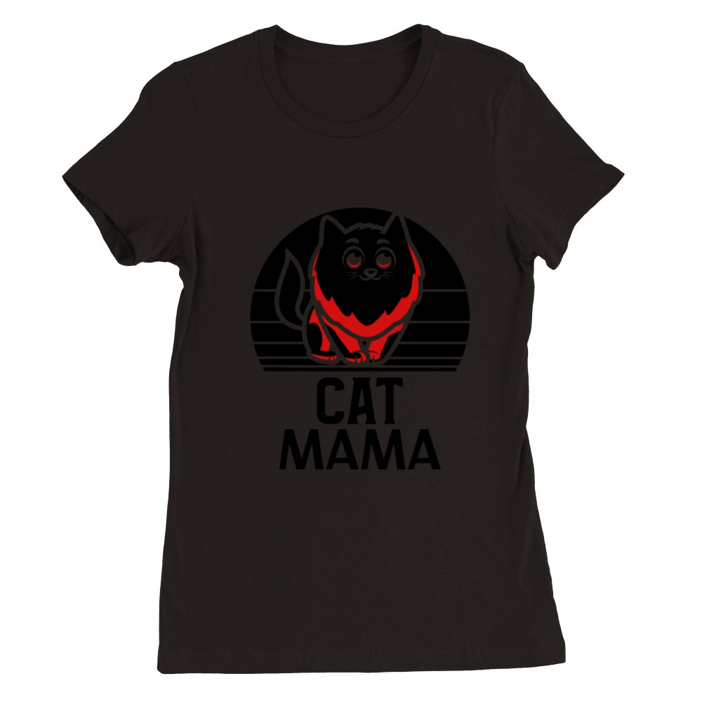 Cat Mama Vintage 80s Style Retro Cat Lady Tee Premium Womens Crewneck T-shirt
