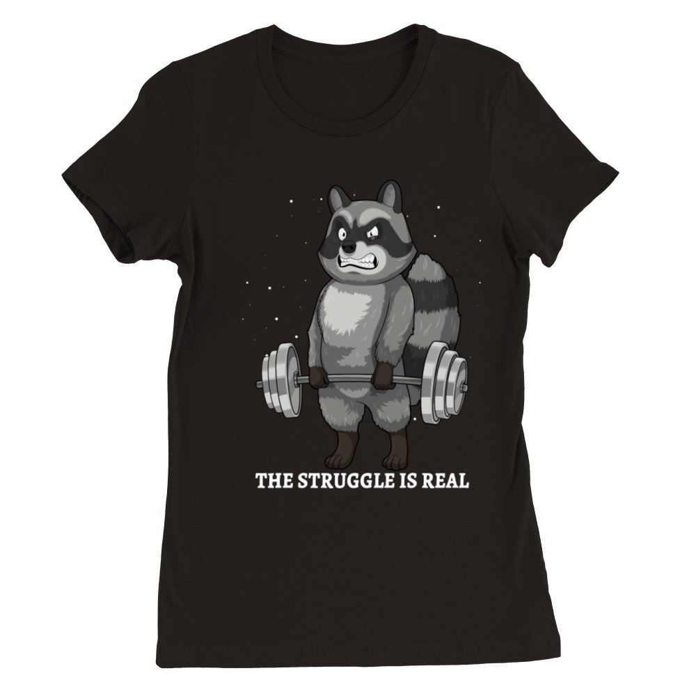 Raccoon Weightlifting Deadlift Fitness The Premium Womens Crewneck T-shirt