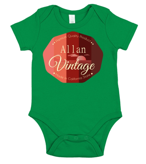 Allan First Name Vintage Design Short Sleeve Baby One-Piece