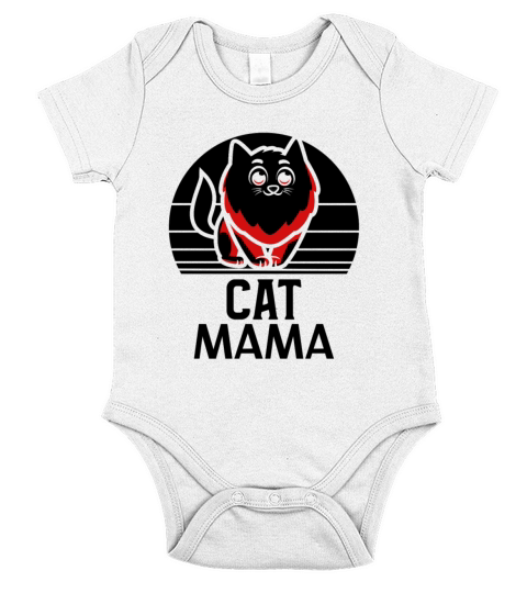 Cat Mama Vintage 80s Style Retro Cat Lady Tee Short Sleeve Baby One-Piece
