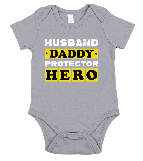 HUSBAND DADDY PROTECTOR HERO Short Sleeve Baby One-Piece