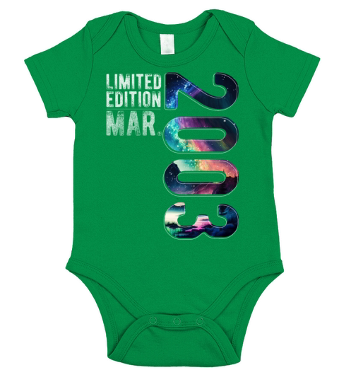Limited Edition 2003 March Birthday Polar Lights Short Sleeve Baby One-Piece