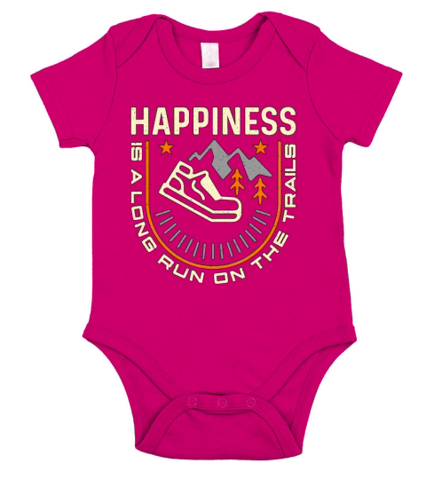 Trail Running Happiness Is A Long Run On Athletes Short Sleeve Baby One-Piece