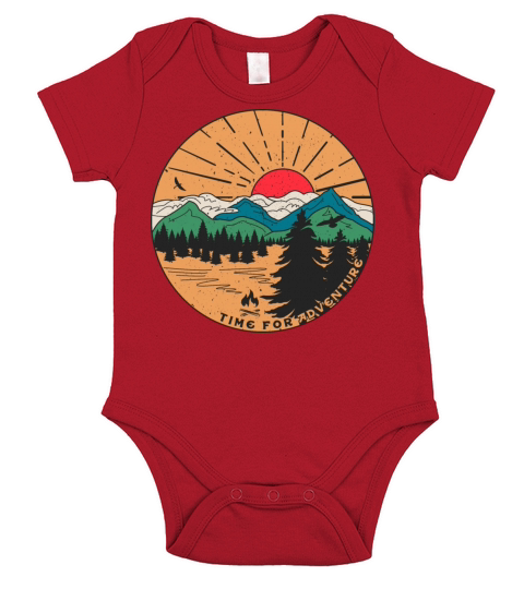Vintage Hiking Slogan Time for Adventures Short Sleeve Baby One-Piece