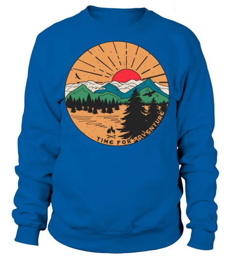 Vintage Hiking Slogan Time for Adventures Sweatshirt Unisex