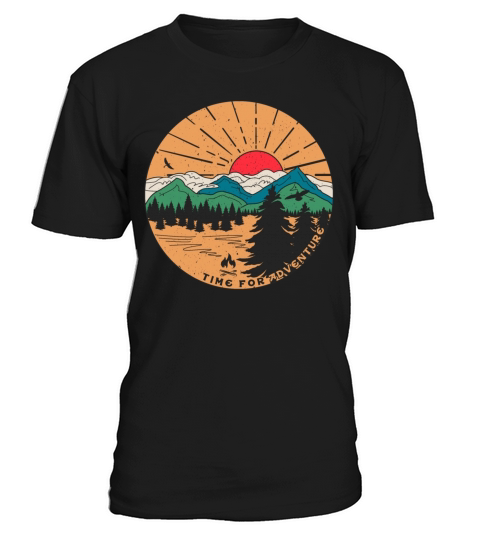 Vintage Hiking Slogan Time for Adventures T-Shirt Unisex