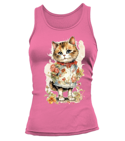 Cat with flower Tank top Woman