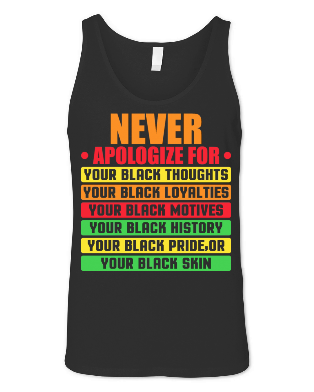 Never Apologize For Your Blackness Black History Unisex Jersey Tank