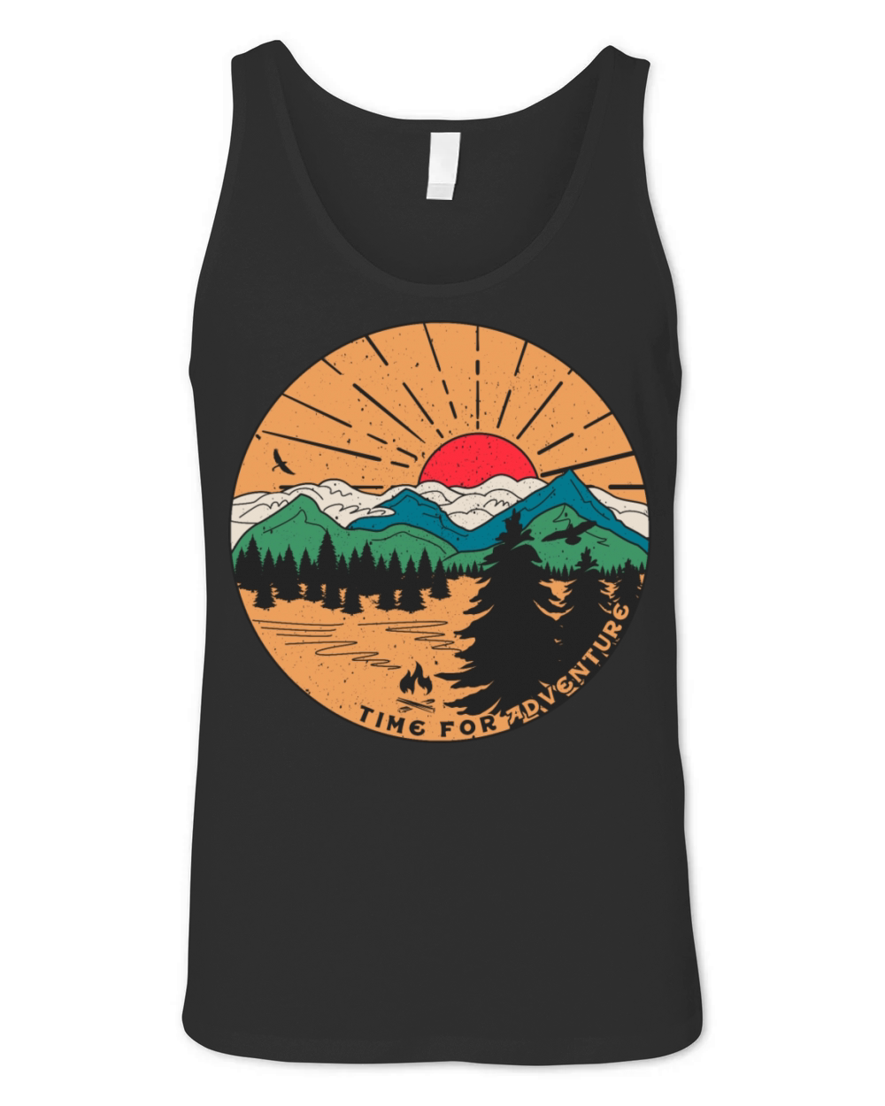 Vintage Hiking Slogan Time for Adventures Unisex Jersey Tank