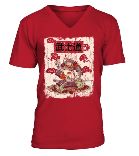 Japanese Samurai Vintage Aesthetic V-Neck T-shirt