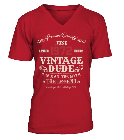 June 1972 Vintage Birthday Present V-Neck T-shirt
