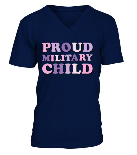 Proud Military Child Groovy purple up For V-Neck T-shirt