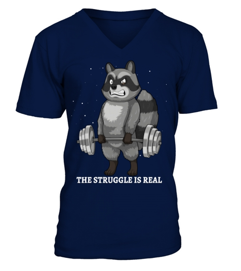 Raccoon Weightlifting Deadlift Fitness The V-Neck T-shirt