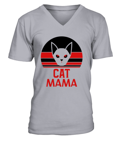 Vintage Cat Mom Shirt Retro Distressed Cat Lady V-Neck T-shirt