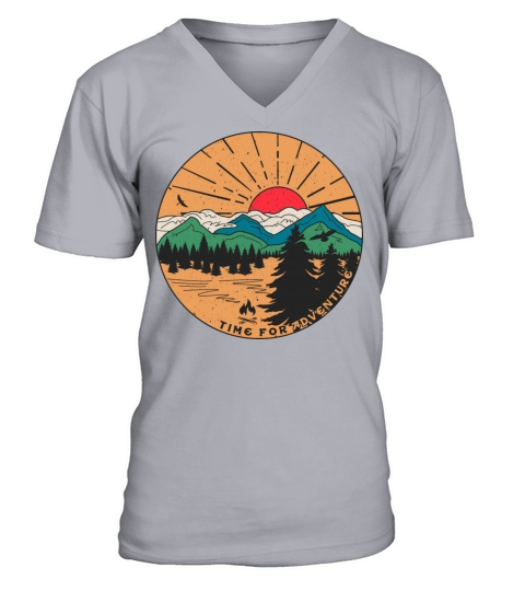 Vintage Hiking Slogan Time for Adventures V-Neck T-shirt