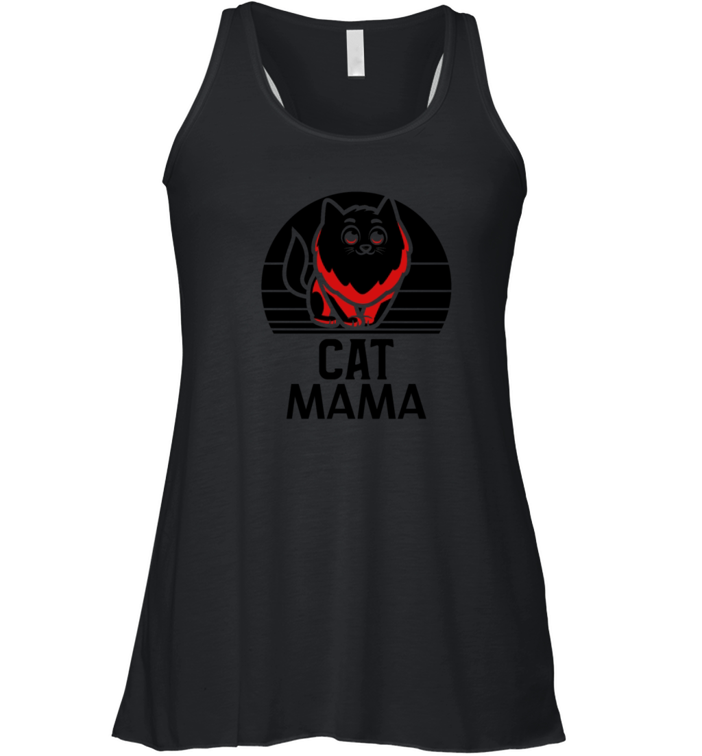 Cat Mama Vintage 80s Style Retro Cat Lady Tee Women's Flowy Tank Top
