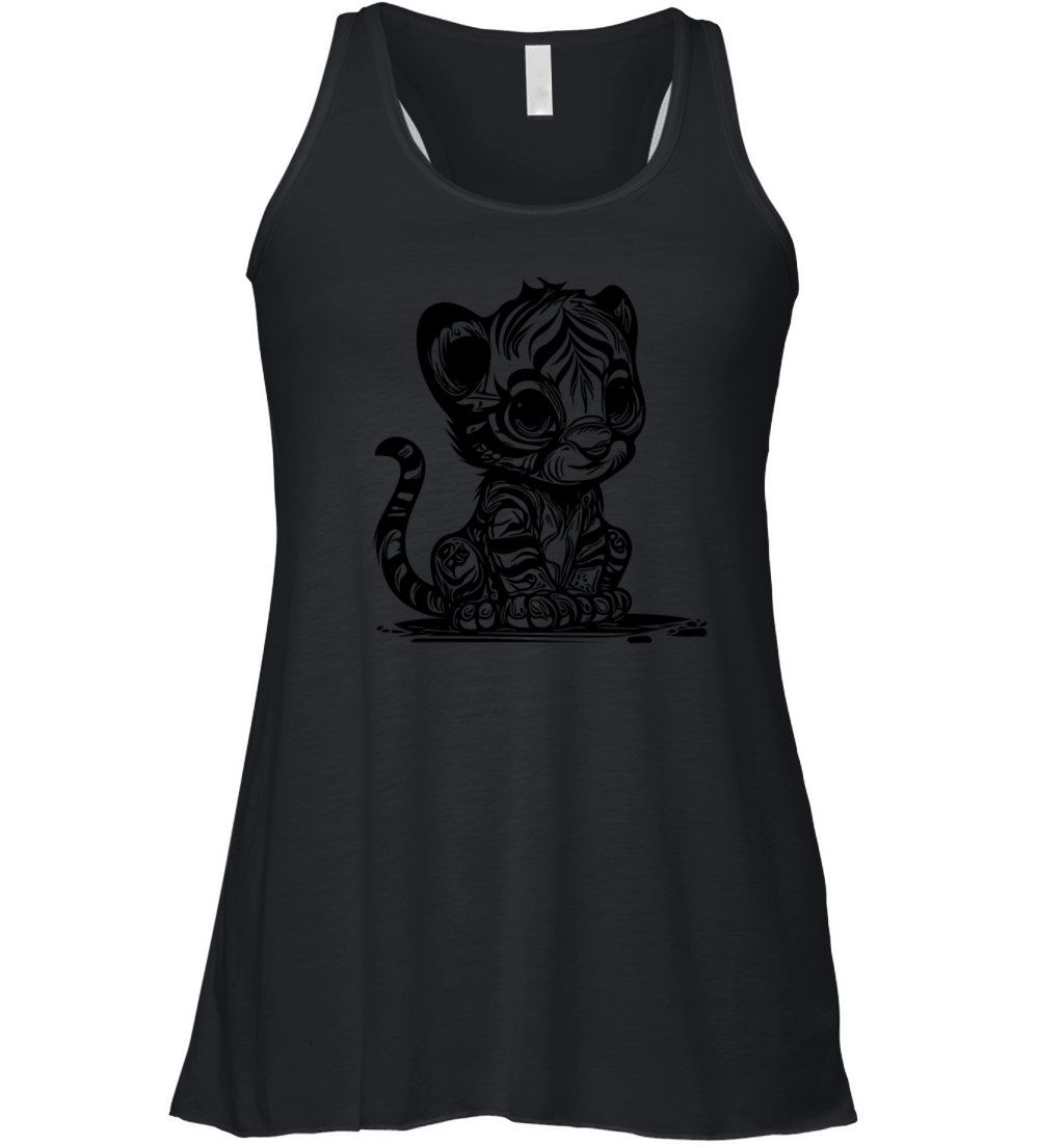 Small Tiger With Cute Striped Pattern Women's Flowy Tank Top