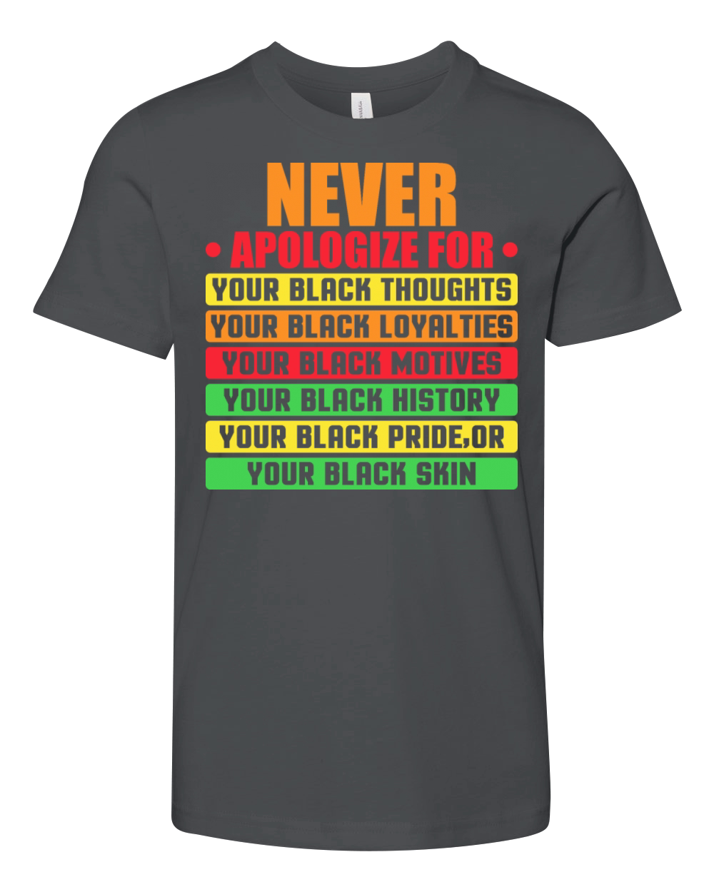 Never Apologize For Your Blackness Black History Youth Unisex Jersey Tee