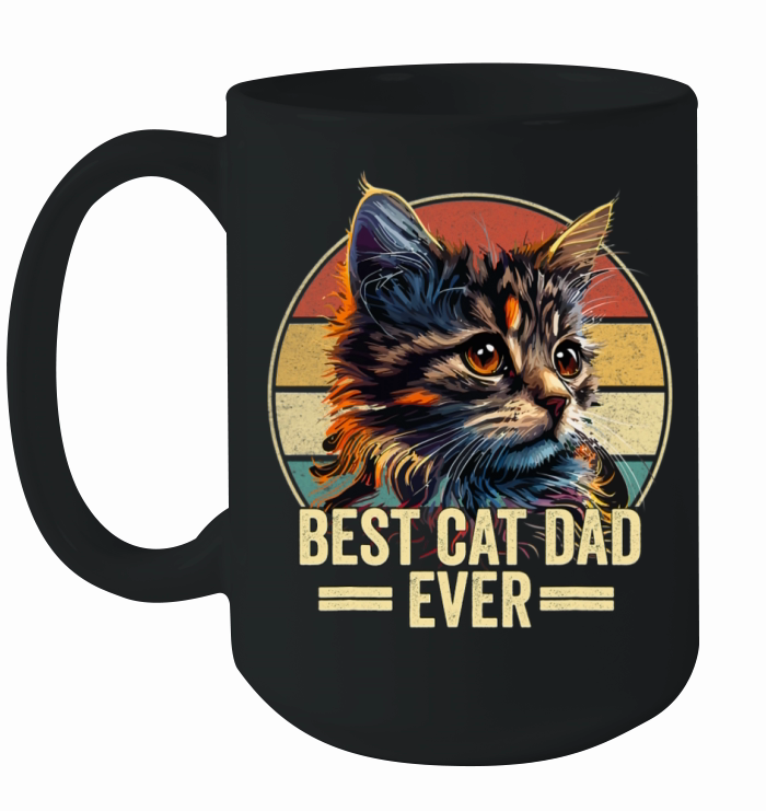 Best Cat Dad Ever Vintage Funny Cat Fathers Day Ceramic Mug