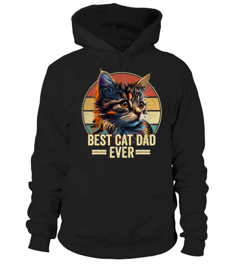 Best Cat Dad Ever Vintage Funny Cat Fathers Day Hoodie Unisex