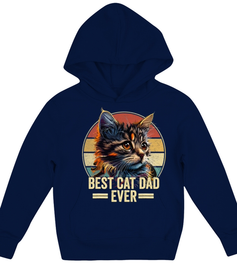 Best Cat Dad Ever Vintage Funny Cat Fathers Day Kids Hoodie