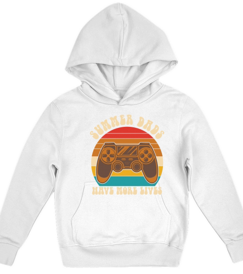 Summer Dads Have More Lives Vintage Gamer Kids Hoodie