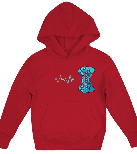 Vintage Gamer Heartbeat Video Games Player Kids Hoodie