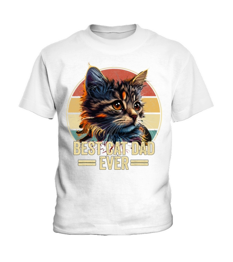 Best Cat Dad Ever Vintage Funny Cat Fathers Day Kids T-Shirt