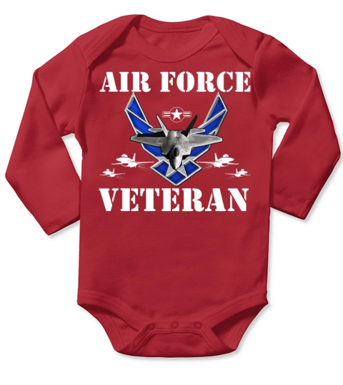 Air Force Veteran with Vintage Roundel and F35 Long Sleeve Baby One-Piece
