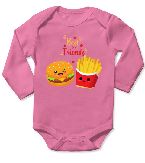 Hamburger Fries Best Friend-Hamburger Day Long Sleeve Baby One-Piece