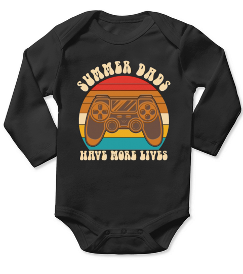 Summer Dads Have More Lives Vintage Gamer Long Sleeve Baby One-Piece