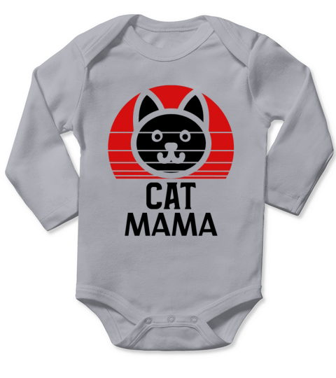 Vintage Eighties Style Cat Mom Graphic Tee Retro Long Sleeve Baby One-Piece
