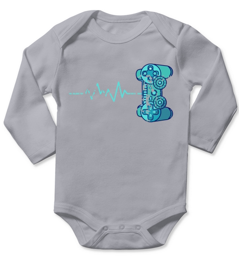 Vintage Gamer Heartbeat Video Games Player Long Sleeve Baby One-Piece