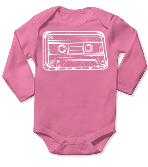 Vintage Music Cassette Sketch Audio Recorder Long Sleeve Baby One-Piece