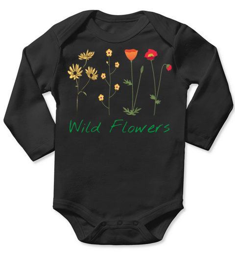 Vintage Retro Wild flower Long Sleeve Baby One-Piece
