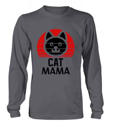 Vintage Eighties Style Cat Mom Graphic Tee Retro Long sleeved Unisex
