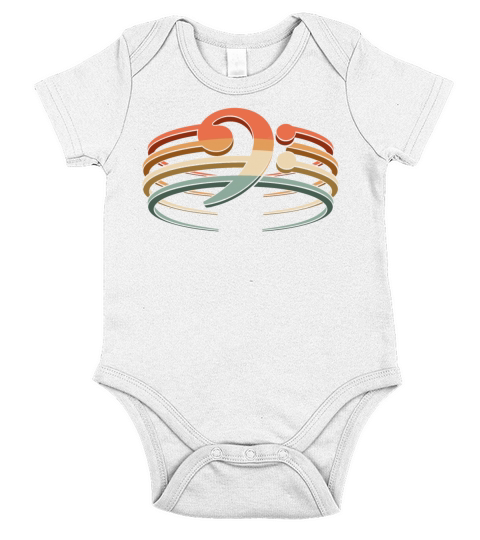 Bass Guitar Vintage Bass Clef for Bassist Short Sleeve Baby One-Piece