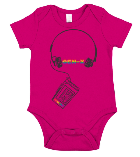 cassette and headphones from 80 and 90s Short Sleeve Baby One-Piece