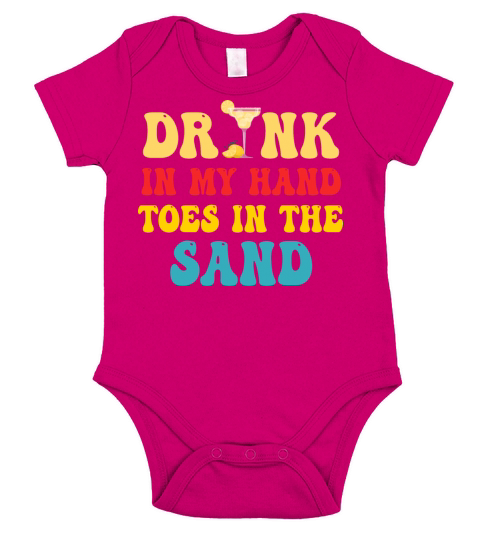 Drink In My Hand Toes In The Sand Short Sleeve Baby One-Piece