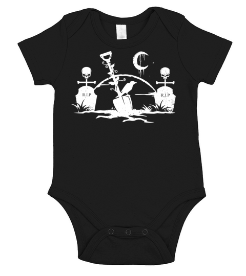Gothic Graveyard Vintage Crow Lover Skull Fanatic Short Sleeve Baby One-Piece