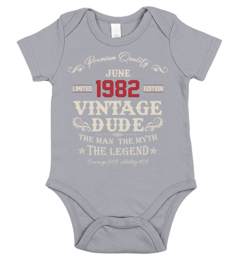 June 1982 Vintage Birthday Present Short Sleeve Baby One-Piece