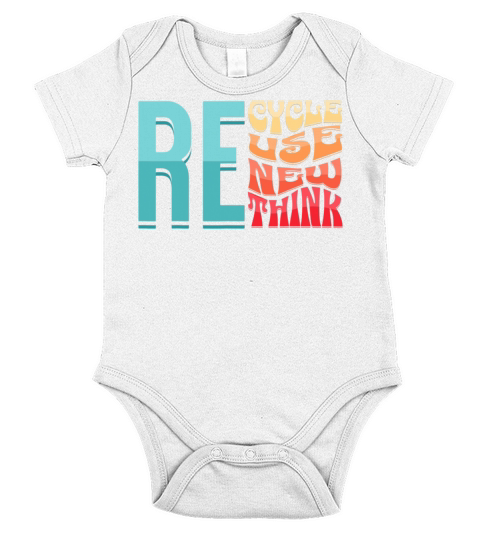 Recycle Reuse Renew Rethink Vintage Environmental Short Sleeve Baby One-Piece