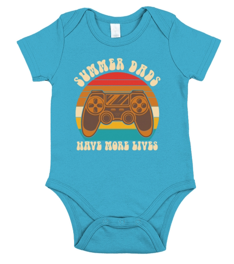 Summer Dads Have More Lives Vintage Gamer Short Sleeve Baby One-Piece