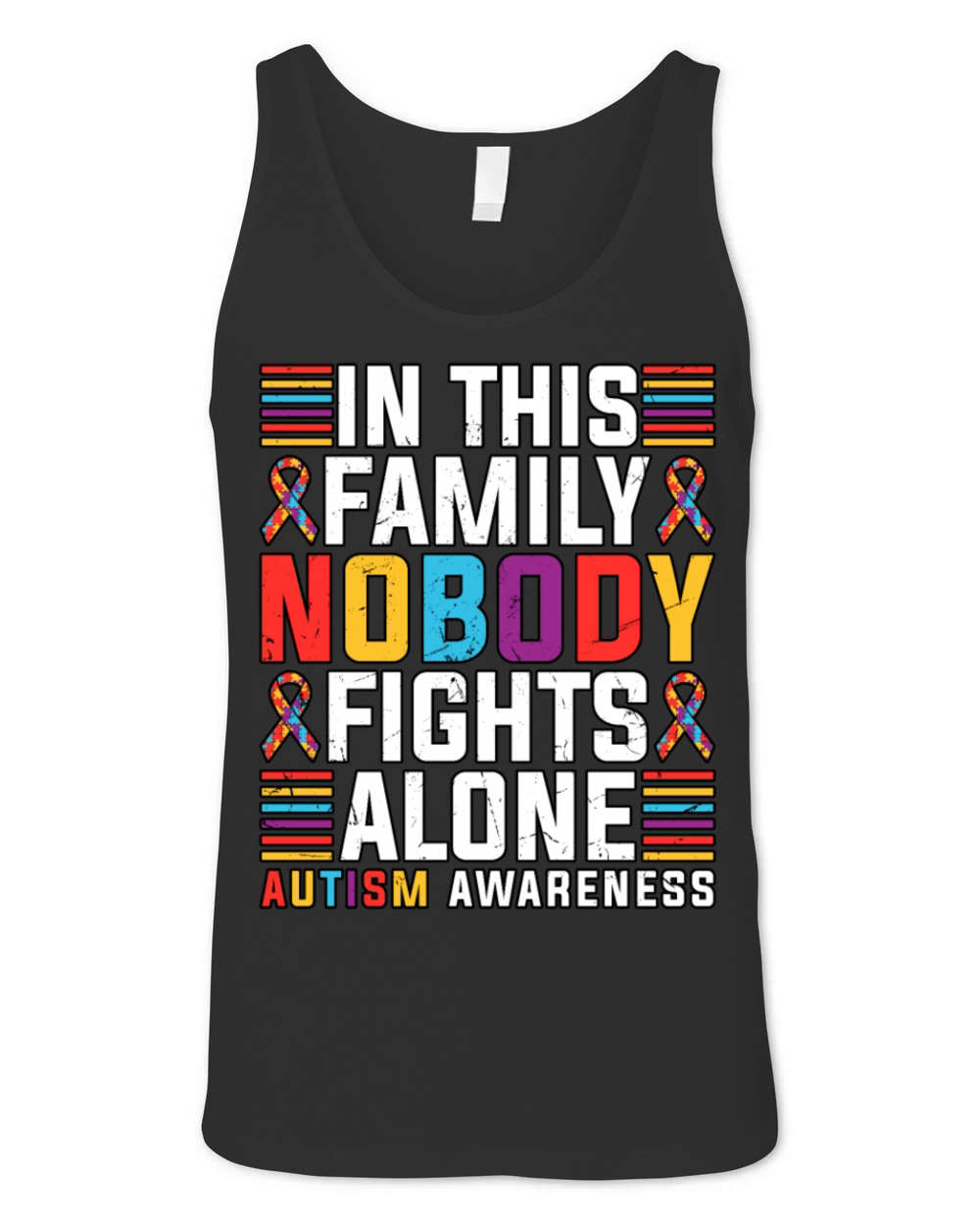 In This Family Nobody Fights Alone Autism Unisex Jersey Tank
