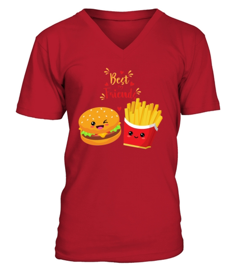 Hamburger Fries Best Friend-Hamburger Day V-Neck T-shirt
