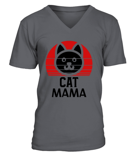 Vintage Eighties Style Cat Mom Graphic Tee Retro V-Neck T-shirt